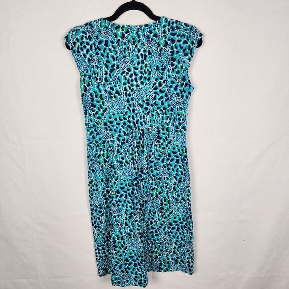 Lilly Pulitzer Blue Turquoise White Leopard Animal Print Dress Small Size Small - Picture 2 of 6